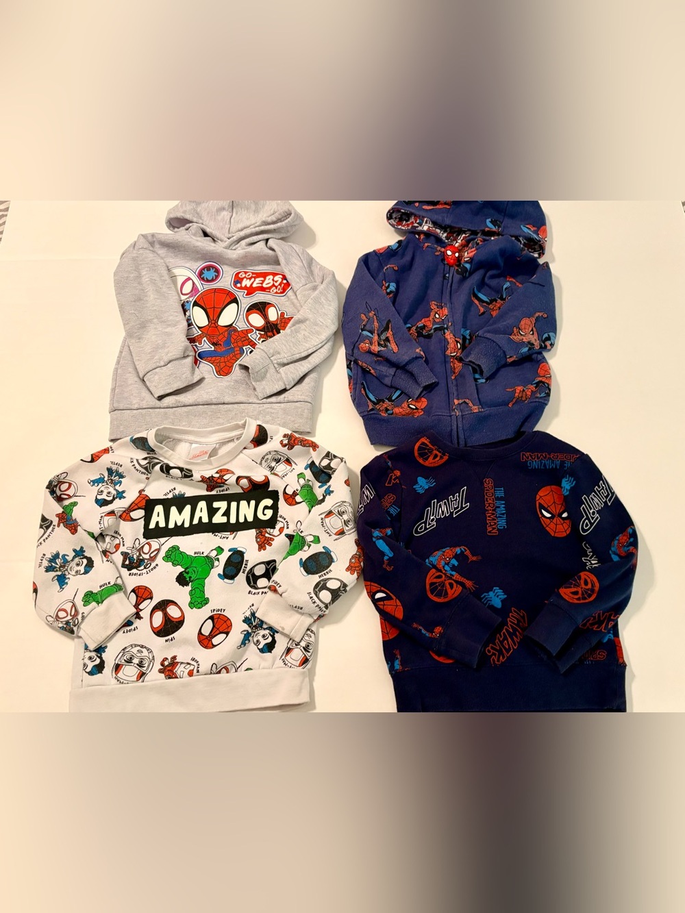 Marvel Spider Man Boys 4T 4pc Sweatshirt Hoodie Zip Up Spidey Friends Bundle